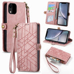 Geometrische Reißverschluss-Brieftaschen-Handyhülle aus Leder mit seitlicher Schnalle, für iPhone 11, für iPhone 11 Pro, für iPhone X / XS, für iPhone XR, für iPhone XS Max, für iPhone 7 Plus / 8 Plus, für iPhone 6 Plus / 6s Plus, für iPhone 6 / 6s