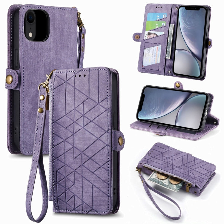 Geometrische Reißverschluss-Brieftaschen-Handyhülle aus Leder mit seitlicher Schnalle, für iPhone 11, für iPhone 11 Pro, für iPhone X / XS, für iPhone XR, für iPhone XS Max, für iPhone 7 Plus / 8 Plus, für iPhone 6 Plus / 6s Plus, für iPhone 6 / 6s