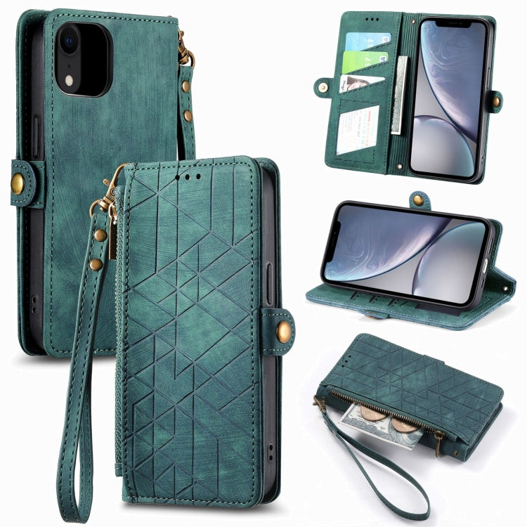 Geometrische Reißverschluss-Brieftaschen-Handyhülle aus Leder mit seitlicher Schnalle, für iPhone 11, für iPhone 11 Pro, für iPhone X / XS, für iPhone XR, für iPhone XS Max, für iPhone 7 Plus / 8 Plus, für iPhone 6 Plus / 6s Plus, für iPhone 6 / 6s