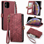 Geometrische Reißverschluss-Brieftaschen-Handyhülle aus Leder mit seitlicher Schnalle, für iPhone 11, für iPhone 11 Pro, für iPhone X / XS, für iPhone XR, für iPhone XS Max, für iPhone 7 Plus / 8 Plus, für iPhone 6 Plus / 6s Plus, für iPhone 6 / 6s