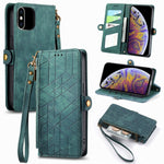 Geometrische Reißverschluss-Brieftaschen-Handyhülle aus Leder mit seitlicher Schnalle, für iPhone 11, für iPhone 11 Pro, für iPhone X / XS, für iPhone XR, für iPhone XS Max, für iPhone 7 Plus / 8 Plus, für iPhone 6 Plus / 6s Plus, für iPhone 6 / 6s