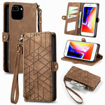 Geometrische Reißverschluss-Brieftaschen-Handyhülle aus Leder mit seitlicher Schnalle, für iPhone 11, für iPhone 11 Pro, für iPhone X / XS, für iPhone XR, für iPhone XS Max, für iPhone 7 Plus / 8 Plus, für iPhone 6 Plus / 6s Plus, für iPhone 6 / 6s