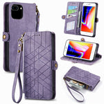 Geometrische Reißverschluss-Brieftaschen-Handyhülle aus Leder mit seitlicher Schnalle, für iPhone 11, für iPhone 11 Pro, für iPhone X / XS, für iPhone XR, für iPhone XS Max, für iPhone 7 Plus / 8 Plus, für iPhone 6 Plus / 6s Plus, für iPhone 6 / 6s