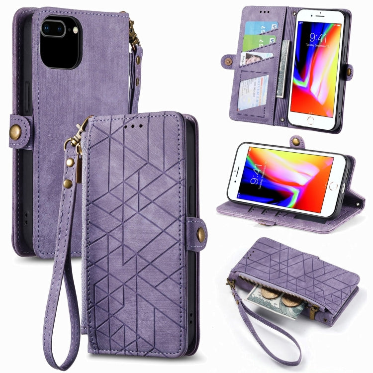 Geometrische Reißverschluss-Brieftaschen-Handyhülle aus Leder mit seitlicher Schnalle, für iPhone 11, für iPhone 11 Pro, für iPhone X / XS, für iPhone XR, für iPhone XS Max, für iPhone 7 Plus / 8 Plus, für iPhone 6 Plus / 6s Plus, für iPhone 6 / 6s