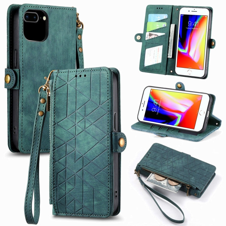 Geometrische Reißverschluss-Brieftaschen-Handyhülle aus Leder mit seitlicher Schnalle, für iPhone 11, für iPhone 11 Pro, für iPhone X / XS, für iPhone XR, für iPhone XS Max, für iPhone 7 Plus / 8 Plus, für iPhone 6 Plus / 6s Plus, für iPhone 6 / 6s
