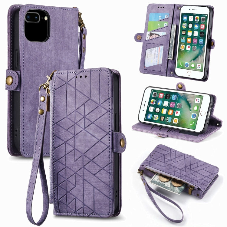Geometrische Reißverschluss-Brieftaschen-Handyhülle aus Leder mit seitlicher Schnalle, für iPhone 11, für iPhone 11 Pro, für iPhone X / XS, für iPhone XR, für iPhone XS Max, für iPhone 7 Plus / 8 Plus, für iPhone 6 Plus / 6s Plus, für iPhone 6 / 6s