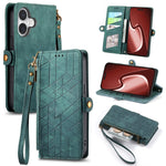 Geometrische Reißverschluss-Brieftasche Seiten-Schnalle Leder Handyhülle, Für iPhone 17e / 16e, Für iPhone 17 Pro Max, Für iPhone 17 Pro, Für iPhone 17, Für iPhone Air, Für iPhone 16 Pro Max, Für iPhone 16 Pro, Für iPhone 16 Plus