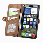 Geometrische Reißverschluss-Brieftasche Seiten-Schnalle Leder Handyhülle, Für iPhone 17e / 16e, Für iPhone 17 Pro Max, Für iPhone 17 Pro, Für iPhone 17, Für iPhone Air, Für iPhone 16 Pro Max, Für iPhone 16 Pro, Für iPhone 16 Plus