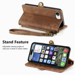 Geometrische Reißverschluss-Brieftasche Seiten-Schnalle Leder Handyhülle, Für iPhone 17e / 16e, Für iPhone 17 Pro Max, Für iPhone 17 Pro, Für iPhone 17, Für iPhone Air, Für iPhone 16 Pro Max, Für iPhone 16 Pro, Für iPhone 16 Plus