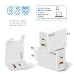 GaN PD48W Type-C PD3.0 + USB3.0 Notebook-Adapter für MacBook-Serie, EU-Stecker, EU-Stecker