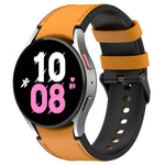 Silicone Leather Black Buckle Watch Band, Size:S, For Samsung Galaxy Watch 6 Classic, For Samsung Galaxy Watch 6