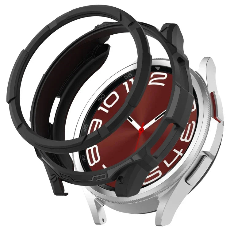 Rotating Ring  + TPU Armor Watch Protective Case, For Samsung Galaxy Watch 6 Classic 47mm, For Samsung Galaxy Watch 6 Classic 43mm