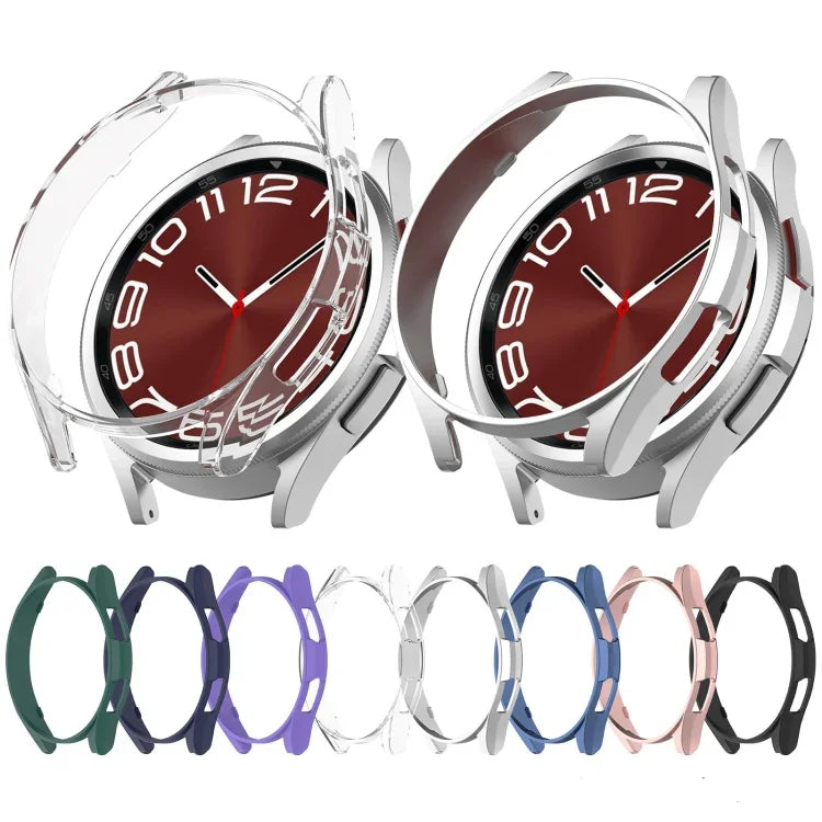 Halbseitige, hohle Schutzhülle aus Polycarbonat für Samsung Galaxy Watch 6 Classic (47 mm), Samsung Galaxy Watch 6 (44 mm), Samsung Galaxy Watch 6 (40 mm) und Samsung Galaxy Watch 6 Classic (43 mm).