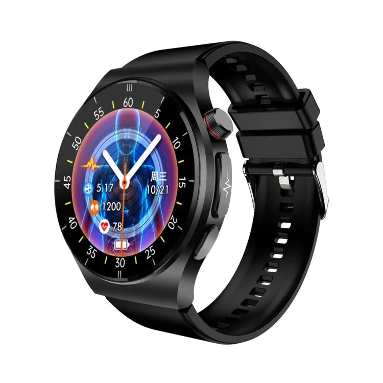 ET340 Smartwatch mit 1,46-Zoll-Farbdisplay und Silikonarmband, unterstützt die Messung von Blutsauerstoff, Blutzucker, Harnsäure und Blutfetten.