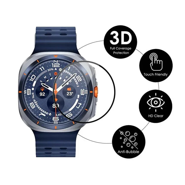 ENKAY 3D Vollflächige, weiche PC-Kanten-PMMA-HD-Displayschutzfolie, für Samsung Galaxy Watch Ultra 47 mm / Ultra 2025, für Samsung Galaxy Watch8 Classic 46 mm, für Samsung Galaxy Watch8 44 mm, für Samsung Galaxy Watch8 40 mm ...