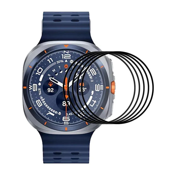 5 Stück ENKAY 3D Vollflächige, weiche PC-Kanten-PMMA-HD-Displayschutzfolie, für Samsung Galaxy Watch Ultra 47 mm / Ultra 2025, für Samsung Galaxy Watch8 Classic 46 mm, für Samsung Galaxy Watch8 44 mm, für Samsung Galaxy Watch8 40 mm ...