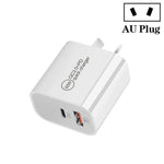 PD30W USB-C / Typ-C + QC3.0 USB Dual-Port-Ladegerät, EU-Stecker, US-Stecker, AU-Stecker