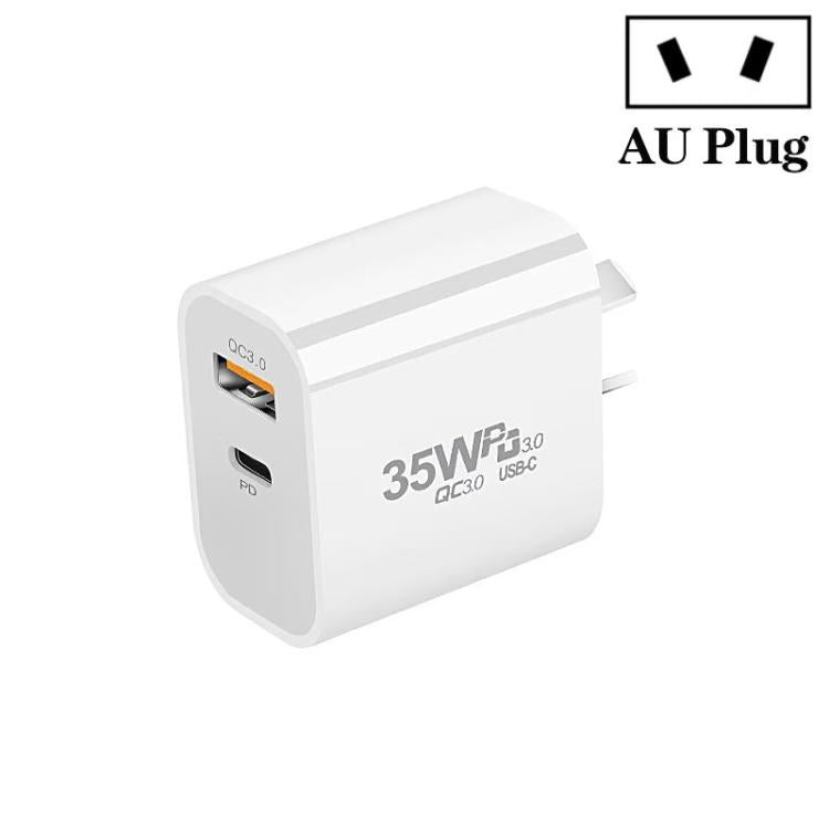 PD30W USB-C / Typ-C + QC3.0 USB Dual-Port-Ladegerät, AU-Stecker, AU-Stecker, HK-Lager