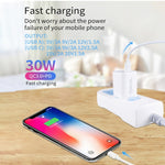 PD30W USB-C / Type-C + QC3.0 USB Dual Port Ladegerät mit 1m USB auf 8 Pin Datenkabel, EU Stecker, US Stecker, AU Stecker