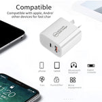 PD30W USB-C / Type-C + QC3.0 USB Dual Port Ladegerät mit 1m USB auf 8 Pin Datenkabel, EU Stecker, US Stecker, AU Stecker