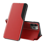 Seiten-Display Flip Leder Handyhülle, für iPhone 17e / 16e, für iPhone 17 Pro Max, für iPhone 17 Pro, für iPhone 17, für iPhone Air, für iPhone 16 Pro Max, für iPhone 16 Pro, für iPhone 16 Plus