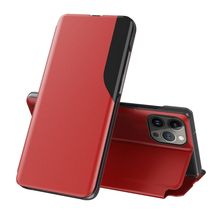 Seiten-Display Flip Leder Handyhülle, für iPhone 17e / 16e, für iPhone 17 Pro Max, für iPhone 17 Pro, für iPhone 17, für iPhone Air, für iPhone 16 Pro Max, für iPhone 16 Pro, für iPhone 16 Plus