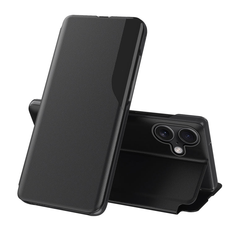 Seiten-Display Flip Leder Handyhülle, für iPhone 17e / 16e, für iPhone 17 Pro Max, für iPhone 17 Pro, für iPhone 17, für iPhone Air, für iPhone 16 Pro Max, für iPhone 16 Pro, für iPhone 16 Plus