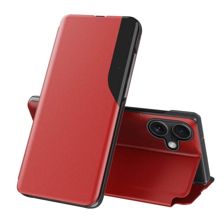 Seiten-Display Flip Leder Handyhülle, für iPhone 17e / 16e, für iPhone 17 Pro Max, für iPhone 17 Pro, für iPhone 17, für iPhone Air, für iPhone 16 Pro Max, für iPhone 16 Pro, für iPhone 16 Plus