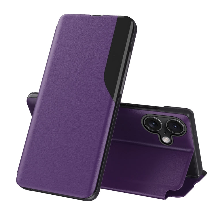 Seiten-Display Flip Leder Handyhülle, für iPhone 17e / 16e, für iPhone 17 Pro Max, für iPhone 17 Pro, für iPhone 17, für iPhone Air, für iPhone 16 Pro Max, für iPhone 16 Pro, für iPhone 16 Plus