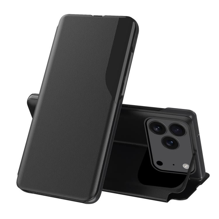 Seiten-Display Flip Leder Handyhülle, für iPhone 17e / 16e, für iPhone 17 Pro Max, für iPhone 17 Pro, für iPhone 17, für iPhone Air, für iPhone 16 Pro Max, für iPhone 16 Pro, für iPhone 16 Plus