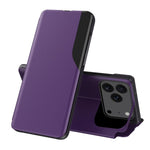 Seiten-Display Flip Leder Handyhülle, für iPhone 17e / 16e, für iPhone 17 Pro Max, für iPhone 17 Pro, für iPhone 17, für iPhone Air, für iPhone 16 Pro Max, für iPhone 16 Pro, für iPhone 16 Plus