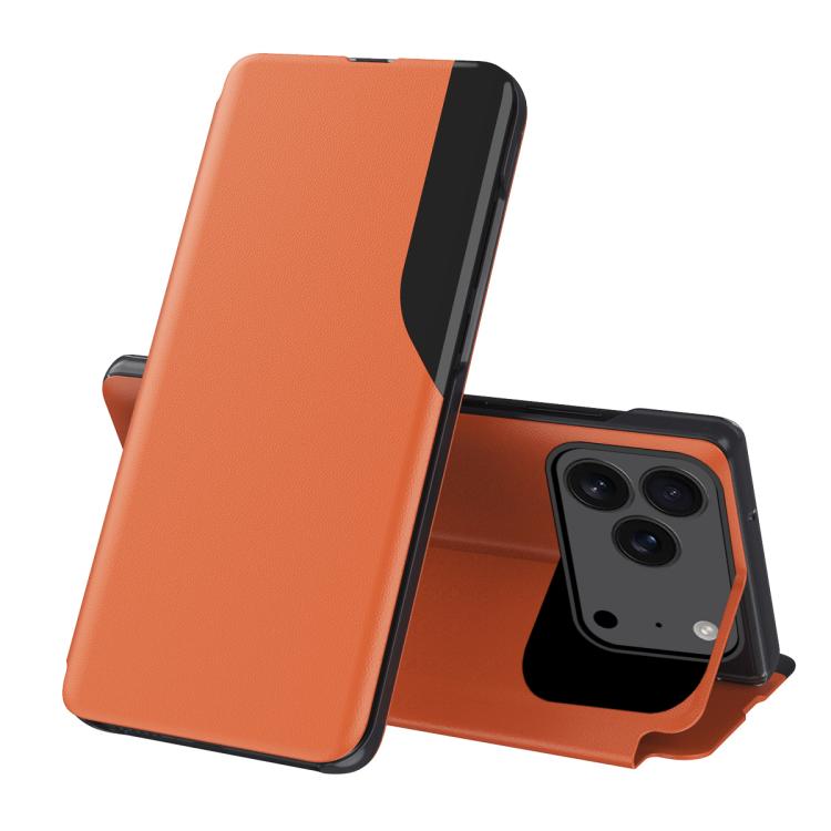 Seiten-Display Flip Leder Handyhülle, für iPhone 17e / 16e, für iPhone 17 Pro Max, für iPhone 17 Pro, für iPhone 17, für iPhone Air, für iPhone 16 Pro Max, für iPhone 16 Pro, für iPhone 16 Plus