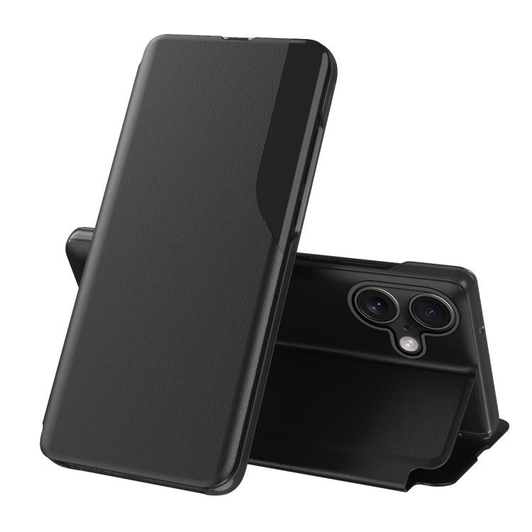Seiten-Display Flip Leder Handyhülle, für iPhone 17e / 16e, für iPhone 17 Pro Max, für iPhone 17 Pro, für iPhone 17, für iPhone Air, für iPhone 16 Pro Max, für iPhone 16 Pro, für iPhone 16 Plus