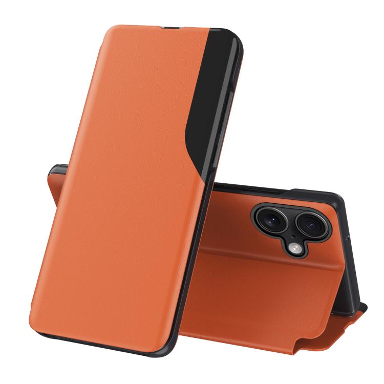 Seiten-Display Flip Leder Handyhülle, für iPhone 17e / 16e, für iPhone 17 Pro Max, für iPhone 17 Pro, für iPhone 17, für iPhone Air, für iPhone 16 Pro Max, für iPhone 16 Pro, für iPhone 16 Plus