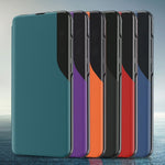 Seiten-Display Flip Leder Handyhülle, für iPhone 17e / 16e, für iPhone 17 Pro Max, für iPhone 17 Pro, für iPhone 17, für iPhone Air, für iPhone 16 Pro Max, für iPhone 16 Pro, für iPhone 16 Plus