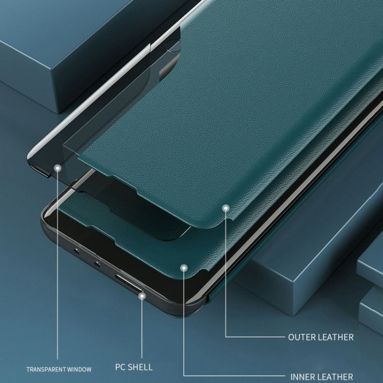 Seiten-Display Flip Leder Handyhülle, für iPhone 17e / 16e, für iPhone 17 Pro Max, für iPhone 17 Pro, für iPhone 17, für iPhone Air, für iPhone 16 Pro Max, für iPhone 16 Pro, für iPhone 16 Plus