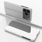 Plattierte Spiegel Horizontale Klappbare Leder Handyhülle mit Halterung, für iPhone 17e / 16e, für iPhone 17 Pro Max, für iPhone 17 Pro, für iPhone 17, für iPhone Air, für iPhone 16 Pro Max