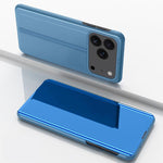 Plattierte Spiegel Horizontale Klappbare Leder Handyhülle mit Halterung, für iPhone 17e / 16e, für iPhone 17 Pro Max, für iPhone 17 Pro, für iPhone 17, für iPhone Air, für iPhone 16 Pro Max