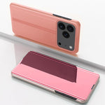 Plattierte Spiegel Horizontale Klappbare Leder Handyhülle mit Halterung, für iPhone 17e / 16e, für iPhone 17 Pro Max, für iPhone 17 Pro, für iPhone 17, für iPhone Air, für iPhone 16 Pro Max