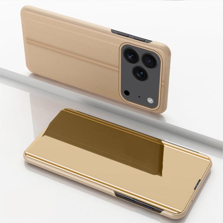 Plattierte Spiegel Horizontale Klappbare Leder Handyhülle mit Halterung, für iPhone 17e / 16e, für iPhone 17 Pro Max, für iPhone 17 Pro, für iPhone 17, für iPhone Air, für iPhone 16 Pro Max