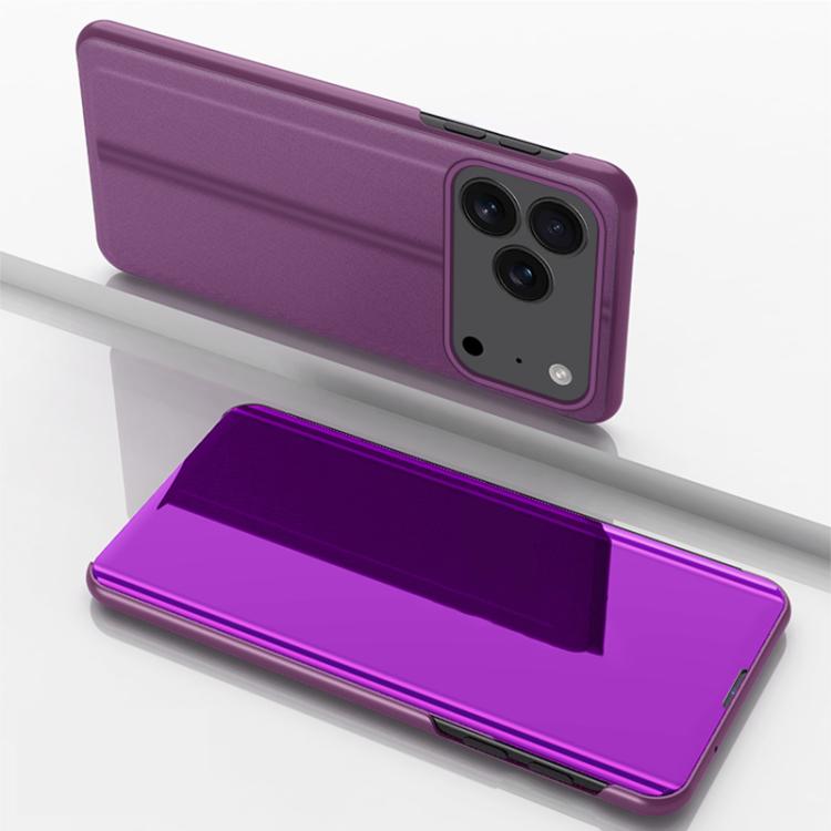 Plattierte Spiegel Horizontale Klappbare Leder Handyhülle mit Halterung, für iPhone 17e / 16e, für iPhone 17 Pro Max, für iPhone 17 Pro, für iPhone 17, für iPhone Air, für iPhone 16 Pro Max
