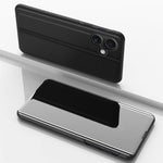 Plattierte Spiegel Horizontale Klappbare Leder Handyhülle mit Halterung, für iPhone 17e / 16e, für iPhone 17 Pro Max, für iPhone 17 Pro, für iPhone 17, für iPhone Air, für iPhone 16 Pro Max