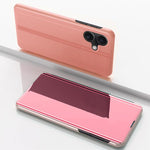 Plattierte Spiegel Horizontale Klappbare Leder Handyhülle mit Halterung, für iPhone 17e / 16e, für iPhone 17 Pro Max, für iPhone 17 Pro, für iPhone 17, für iPhone Air, für iPhone 16 Pro Max