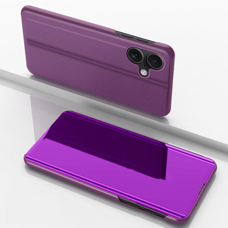 Plattierte Spiegel Horizontale Klappbare Leder Handyhülle mit Halterung, für iPhone 17e / 16e, für iPhone 17 Pro Max, für iPhone 17 Pro, für iPhone 17, für iPhone Air, für iPhone 16 Pro Max