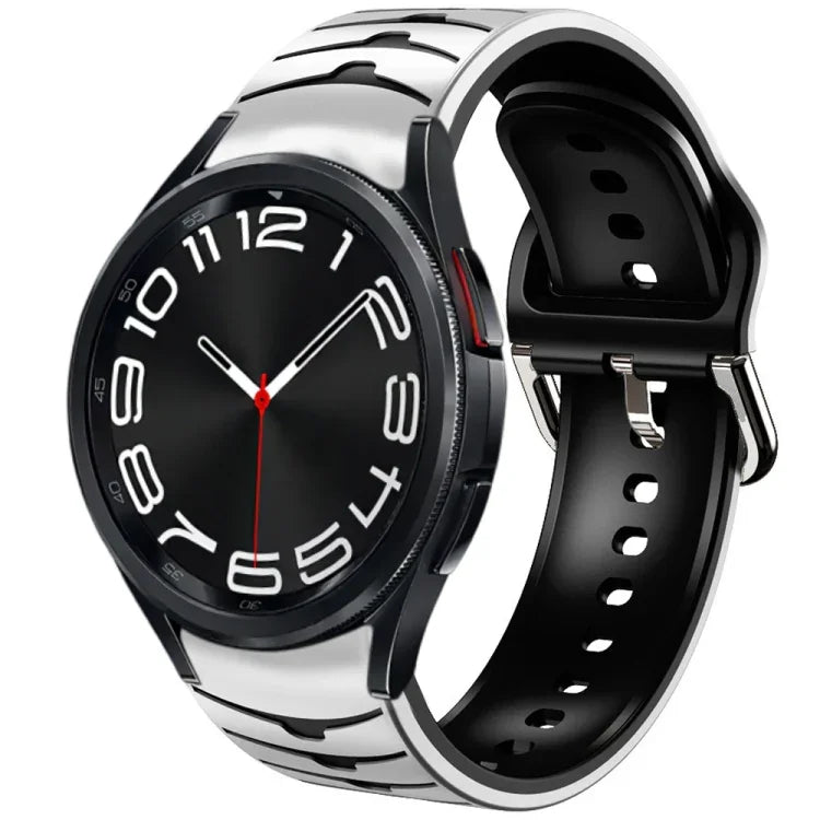 Gebogenes Silikonarmband mit strukturierter Oberfläche, passend für Samsung Galaxy Watch 6 Classic (43 mm), Samsung Galaxy Watch 5 Pro Golf Edition und Samsung Galaxy Watch 5 Golf Edition