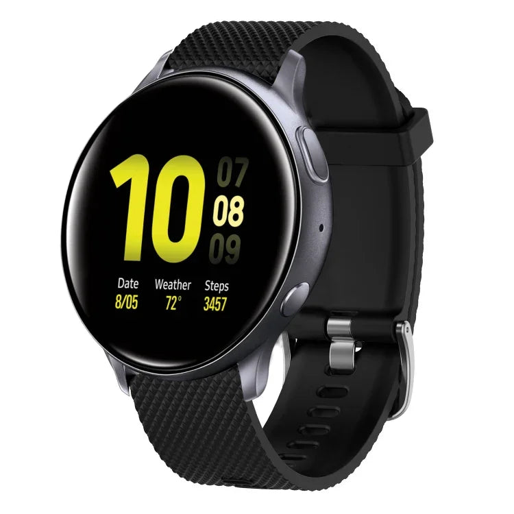20 mm breites Silikonarmband mit Diamantstruktur, passend für Samsung Galaxy Watch 4 Classic (42 mm), Samsung Galaxy Watch Active 2 (44 mm), Samsung Galaxy Watch Active 2 (40 mm) und Samsung Galaxy Watch (42 mm).