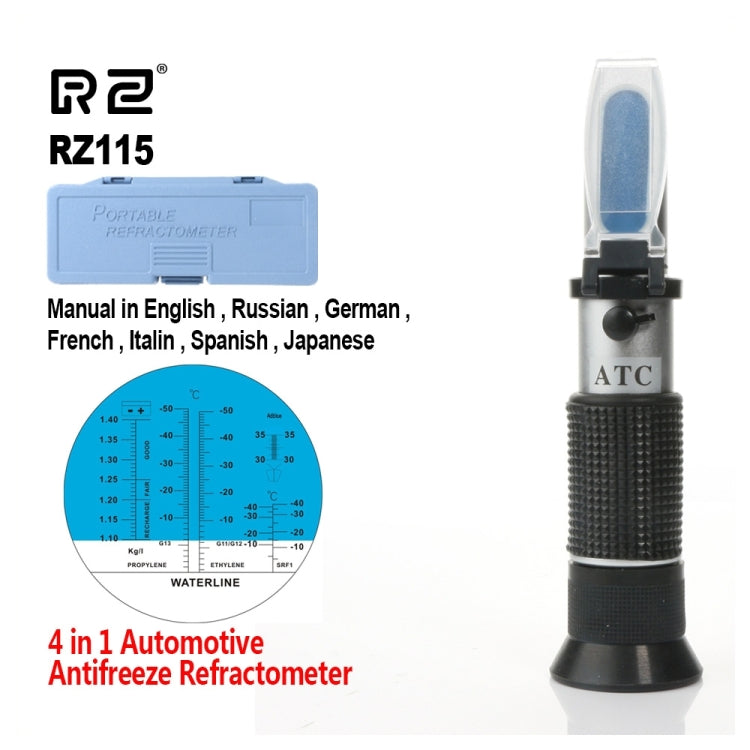 RZ115 Automobil Frostschutz-Refraktometer Gefrierpunkt Harnstoff Adblue Batterieflüssigkeit Glas Wasser Tester Messgerät ATC Werkzeug