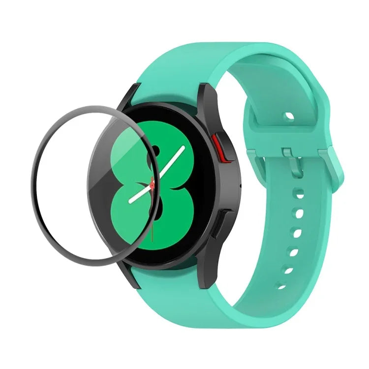 JUNSUNMAY Silicone Adjustable Strap + Full Coverage PMMA Screen Protector Kit, For Samsung Galaxy Watch5 40mm, For Samsung Galaxy Watch4 44mm, For Samsung Galaxy Watch4 40mm