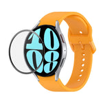 JUNSUNMAY Silikonarmband mit einstellbarer Länge + Full Coverage PMMA Displayschutzfolien-Kit, für Samsung Galaxy Watch6 Classic 47mm, für Samsung Galaxy Watch6 44mm, für Samsung Galaxy Watch6 40mm