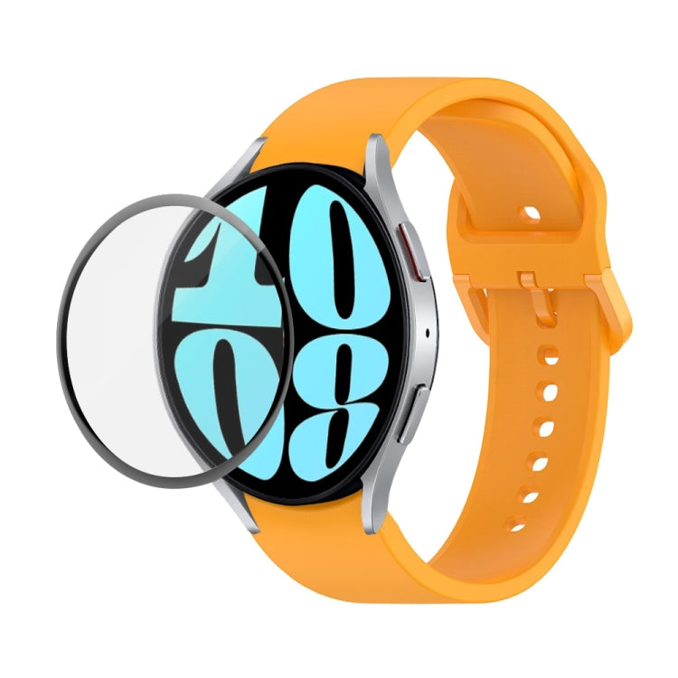 JUNSUNMAY Silikonarmband mit einstellbarer Länge + Full Coverage PMMA Displayschutzfolien-Kit, für Samsung Galaxy Watch6 Classic 47mm, für Samsung Galaxy Watch6 44mm, für Samsung Galaxy Watch6 40mm